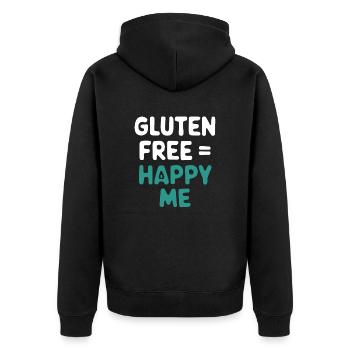 Sans gluten est synonyme de Happy Me - Veste à capuche bio Premium Unisexe - noir - Dos - Nico (187cm)