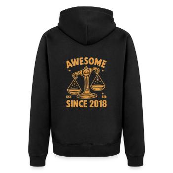 Awesome Since 2018 Libra Geburtstag - Unisex Premium Bio Zip Hoodie - Schwarz - Hinten - Nico (187cm)