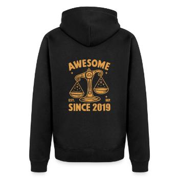 Awesome Since 2019 Libra Geburtstag - Unisex Premium Bio Zip Hoodie - Schwarz - Hinten - Nico (187cm)