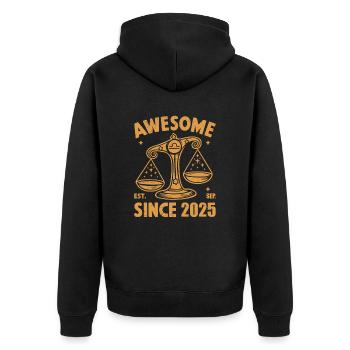 Génial depuis 2025 Anniversaire de la Balance - Veste à capuche bio Premium Unisexe - noir - Dos - Nico (187cm)
