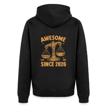 Awesome Since 2026 Libra Birthday - Unisex Premium Organic Zip Hoodie - black - Back - Nico (187cm)