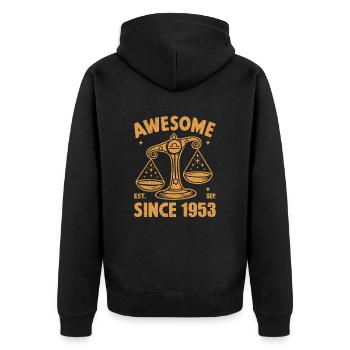 Génial depuis 1953 Anniversaire de la Balance - Veste à capuche bio Premium Unisexe - noir - Dos - Nico (187cm)