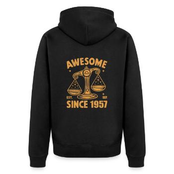 Génial depuis 1957 Anniversaire de la Balance - Veste à capuche bio Premium Unisexe - noir - Dos - Nico (187cm)