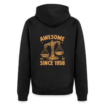 Génial depuis 1958 Balance Anniversaire - Veste à capuche bio Premium Unisexe - noir - Dos - Nico (187cm)