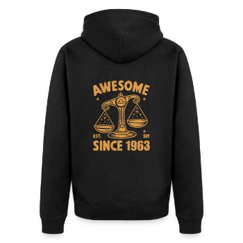 Génial depuis 1963 Anniversaire de la Balance - Veste à capuche bio Premium Unisexe - noir - Dos - Nico (187cm)