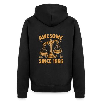 Awesome Since 1966 Libra Geburtstag - Unisex Premium Bio Zip Hoodie - Schwarz - Hinten - Nico (187cm)