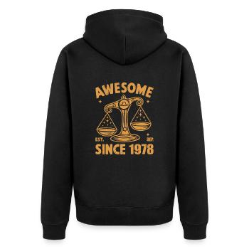 Génial depuis 1978 Anniversaire de la Balance - Veste à capuche bio Premium Unisexe - noir - Dos - Nico (187cm)