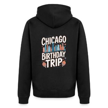 Chicago Geburtstag Reise Skyline - Unisex Premium Bio Zip Hoodie - Schwarz - Hinten - Nico (187cm)