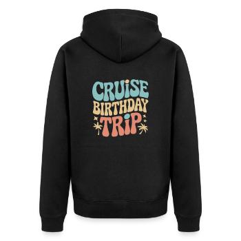 Cruise Birthday Trip Colorful Retro Design - Unisex Premium Organic Zip Hoodie - black - Back - Nico (187cm)