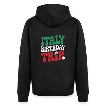 Italy Birthday Trip Pizza Fun - Unisex Premium Organic Zip Hoodie - black - Back - Nico (187cm)