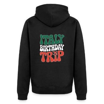 Italie anniversaire voyage t-shirt design - Veste à capuche bio Premium Unisexe - noir - Dos - Nico (187cm)