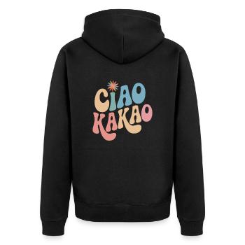 Ciao Kakao - Unisex Premium Bio Zip Hoodie - Schwarz - Hinten - Nico (187cm)