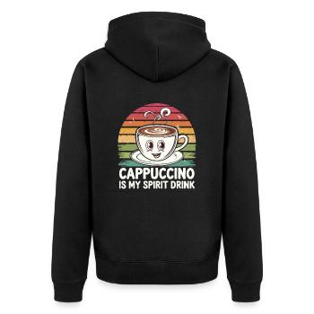 Cappuccino Is My Spirit Drink Retro - Unisex Premium Bio Zip Hoodie - Schwarz - Hinten - Nico (187cm)