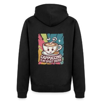 Cappuccino Is My Spirit Drink - Unisex Premium Organic Zip Hoodie - black - Back - Nico (187cm)