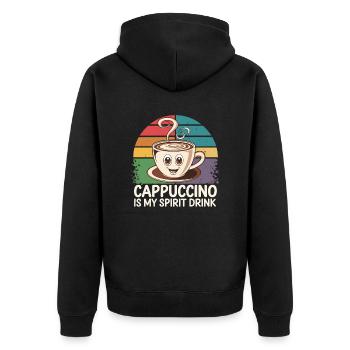 Cappuccino Is My Spirit Drink - Unisex Premium Bio Zip Hoodie - Schwarz - Hinten - Nico (187cm)