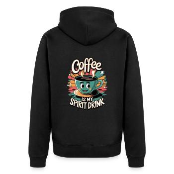 Coffee Is My Spirit Drink - Unisex Premium Bio Zip Hoodie - Schwarz - Hinten - Nico (187cm)