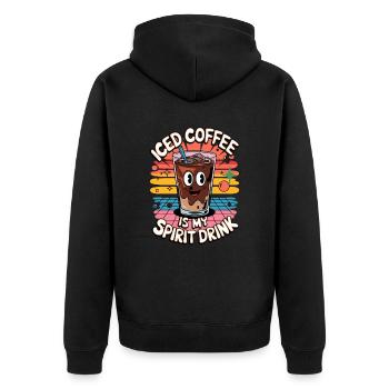 Le café glacé est ma boisson spiritueuse - Veste à capuche bio Premium Unisexe - noir - Dos - Nico (187cm)