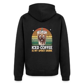 Iced Coffee Is My Spirit Drink - Unisex Premium Bio Zip Hoodie - Schwarz - Hinten - Nico (187cm)