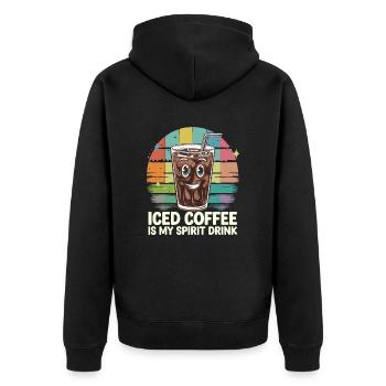 Iced Coffee Is My Spirit Drink - Unisex Premium Bio Zip Hoodie - Schwarz - Hinten - Nico (187cm)