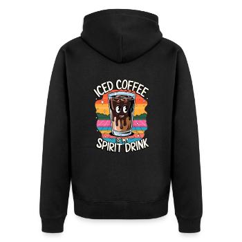 Le café glacé est ma boisson spiritueuse rétro - Veste à capuche bio Premium Unisexe - noir - Dos - Nico (187cm)