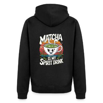 Matcha Is My Spirit Drink Fun Design - Unisex Premium Organic Zip Hoodie - black - Back - Nico (187cm)