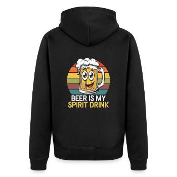 Bier Ist Mein Spirit Drink Retro Stil - Unisex Premium Bio Zip Hoodie - Schwarz - Hinten - Nico (187cm)