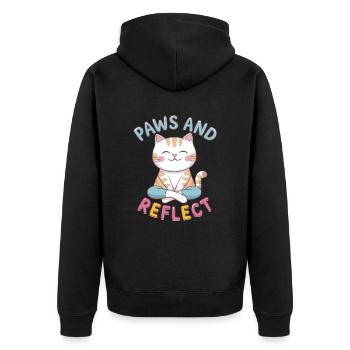 Pattes Et Réfléchir Chat Yoga Méditation - Veste à capuche bio Premium Unisexe - noir - Dos - Nico (187cm)