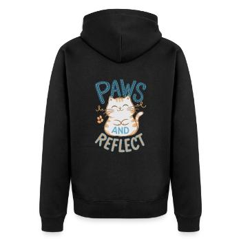 Paws and Reflection Yoga Meditation Cat - Unisex Premium Organic Zip Hoodie - black - Back - Nico (187cm)