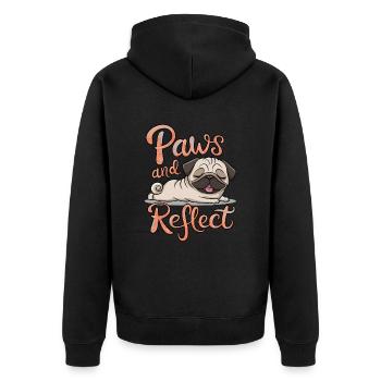 Pug Paws And Reflect Yoga Mediation - Unisex Premium Organic Zip Hoodie - black - Back - Nico (187cm)