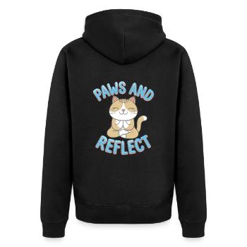 Paws And Reflect Katzen Yoga Meditation - Unisex Premium Bio Zip Hoodie - Schwarz - Hinten - Nico (187cm)