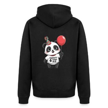 6ème anniversaire Panda Ours Panda Table 6 ans - Veste à capuche bio Premium Unisexe - noir - Dos - Nico (187cm)