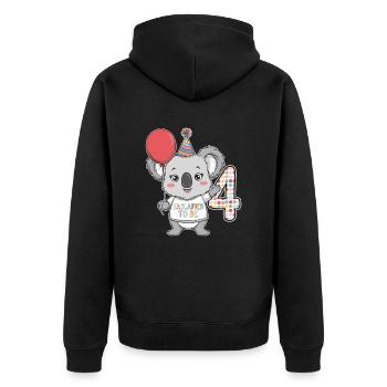 4th Birthday Koala Kaolafied To Be - Unisex Premium Organic Zip Hoodie - black - Back - Nico (187cm)