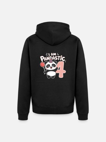 I'm Pandastic 4th Birthday Panda - Unisex Premium Organic Zip Hoodie - black