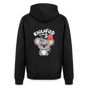 5. Geburtstag Koalafied Um 5 Zu Sein - Unisex Premium Bio Zip Hoodie - Schwarz - Hinten - Nico (187cm)