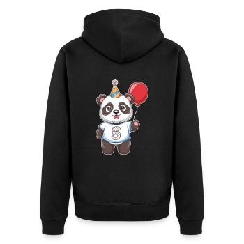 Cinquième anniversaire Panda Party chapeau ballon - Veste à capuche bio Premium Unisexe - noir - Dos - Nico (187cm)