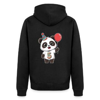 Panda mignon avec ballon et chapeau de fête pour le 5ème anniversaire - Veste à capuche bio Premium Unisexe - noir - Dos - Nico (187cm)