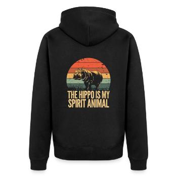 L’hippopotame est mon animal spirituel - Veste à capuche bio Premium Unisexe - noir - Dos - Nico (187cm)