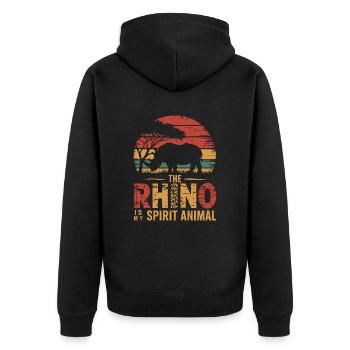 Das Nashorn Ist Mein Geisttier - Unisex Premium Bio Zip Hoodie - Schwarz - Hinten - Nico (187cm)