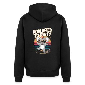Koalafied for partying funny retro style - Unisex Premium Organic Zip Hoodie - black - Back - Nico (187cm)