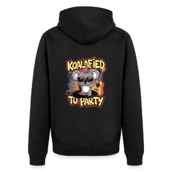 Koalafied to Party - Drôle de Koala avec Guitare - Veste à capuche bio Premium Unisexe - noir - Dos - Nico (187cm)