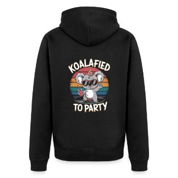 Koalafied to celebrate funny koala - Unisex Premium Organic Zip Hoodie - black - Back - Nico (187cm)