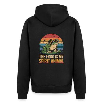 Frosch The Frog Is My Spirit Animal - Unisex Premium Bio Zip Hoodie - Schwarz - Hinten - Nico (187cm)