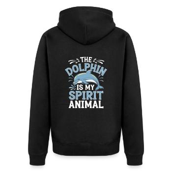 Delfin The Dolphin Is My Spirit Animal Delfin - Unisex Premium Organic Zip Hoodie - black - Back - Nico (187cm)