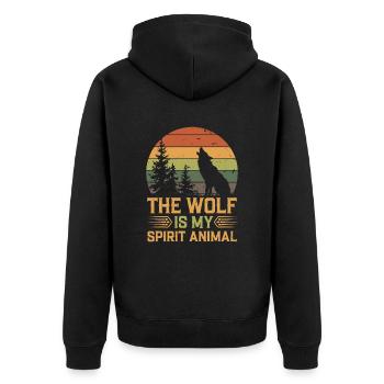 Wolf The Wolf Is My Spirit Animal - Unisex Premium Organic Zip Hoodie - black - Back - Nico (187cm)
