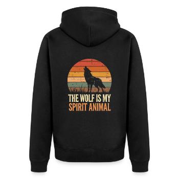 Wolf The Wolf Is My Spirit Animal - Unisex Premium Organic Zip Hoodie - black - Back - Nico (187cm)