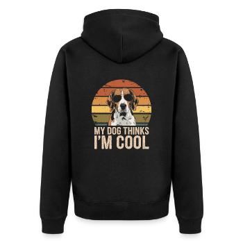 Beagle my dog thinks I'm cool - Unisex Premium Organic Zip Hoodie - black - Back - Nico (187cm)