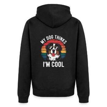 Bouvier bernois Mon chien pense que je suis cool - Veste à capuche bio Premium Unisexe - noir - Dos - Nico (187cm)