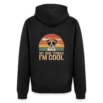 Boxer Dog My Dog Thinks I'm Cool - Unisex Premium Organic Zip Hoodie - black - Back - Nico (187cm)