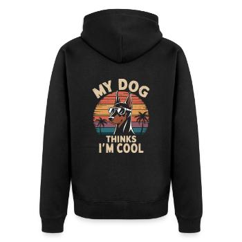 Doberman Pinscher Mon chien pense que je suis cool - Veste à capuche bio Premium Unisexe - noir - Dos - Nico (187cm)