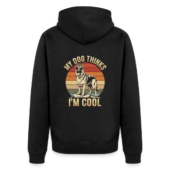 Berger allemand Mon chien pense que je suis cool - Veste à capuche bio Premium Unisexe - noir - Dos - Nico (187cm)